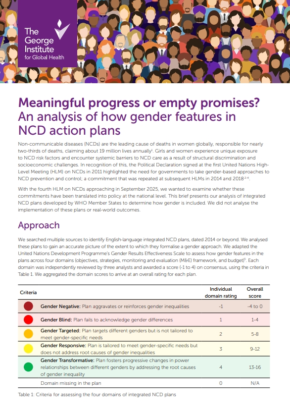 Meaningful progress or empty promises?  An analysis of how gender features in  NCD action plans