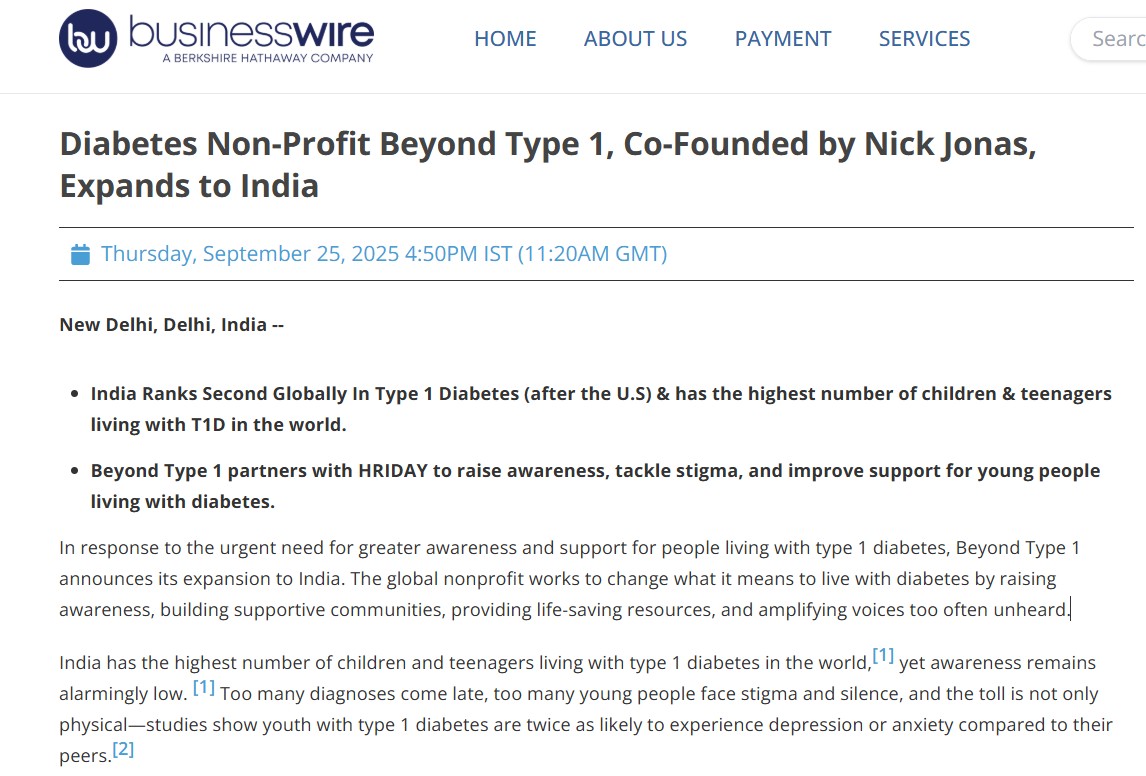 

<!-- THEME DEBUG -->
<!-- THEME HOOK: 'field' -->
<!-- FILE NAME SUGGESTIONS:
   ▪️ field--node--title--news-and-events.html.twig
   ✅ field--node--title.html.twig
   ▪️ field--node--news-and-events.html.twig
   ▪️ field--title.html.twig
   ▪️ field--string.html.twig
   ▪️ field.html.twig
-->
<!-- 💡 BEGIN CUSTOM TEMPLATE OUTPUT from 'themes/custom/whokap/templates/field/field--node--title.html.twig' -->
Diabetes Non-Profit Beyond Type 1, Co-Founded by Nick Jonas, Expands to India
<!-- END CUSTOM TEMPLATE OUTPUT from 'themes/custom/whokap/templates/field/field--node--title.html.twig' -->

